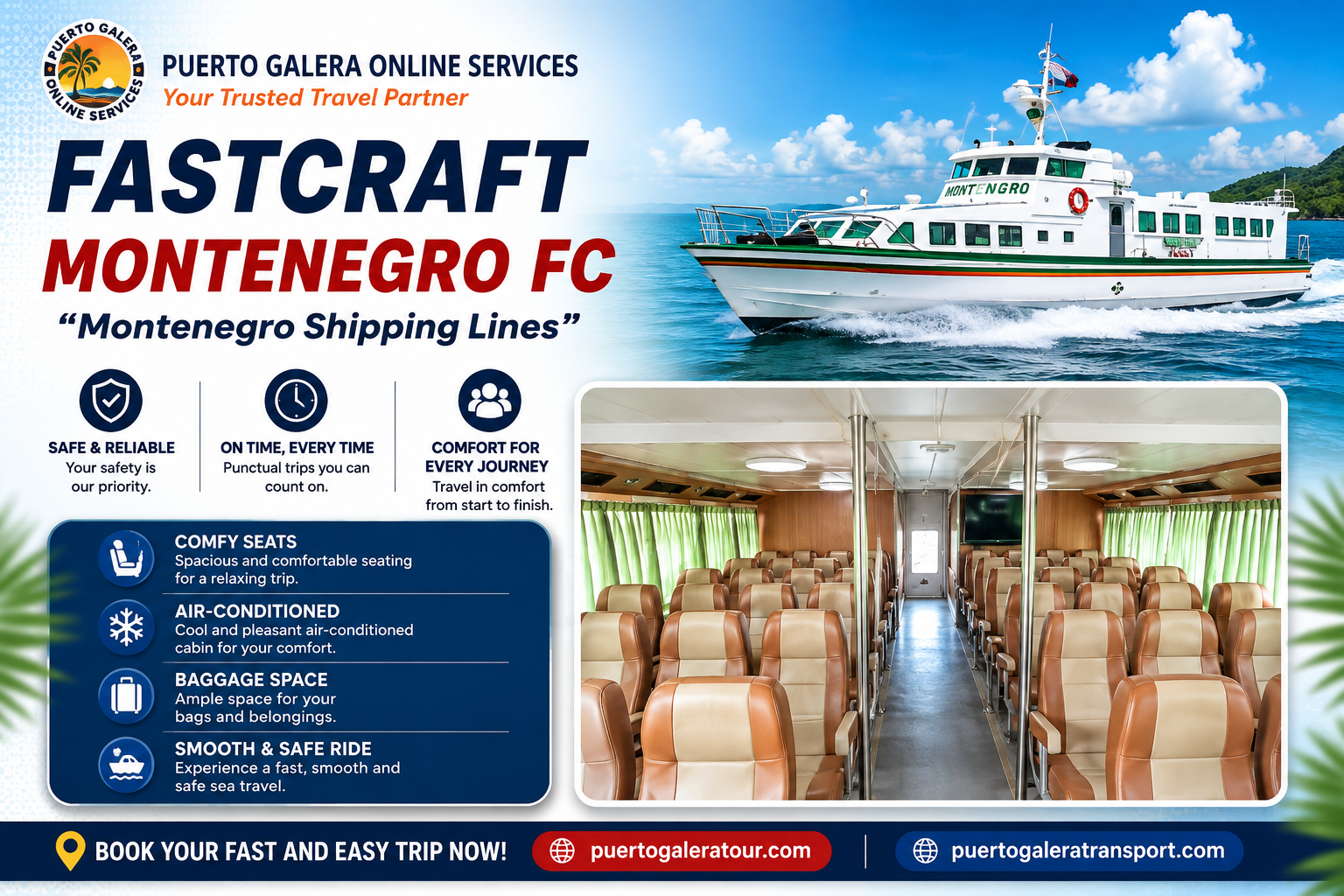 Montenegro Fastcraft transport and seating accommodation