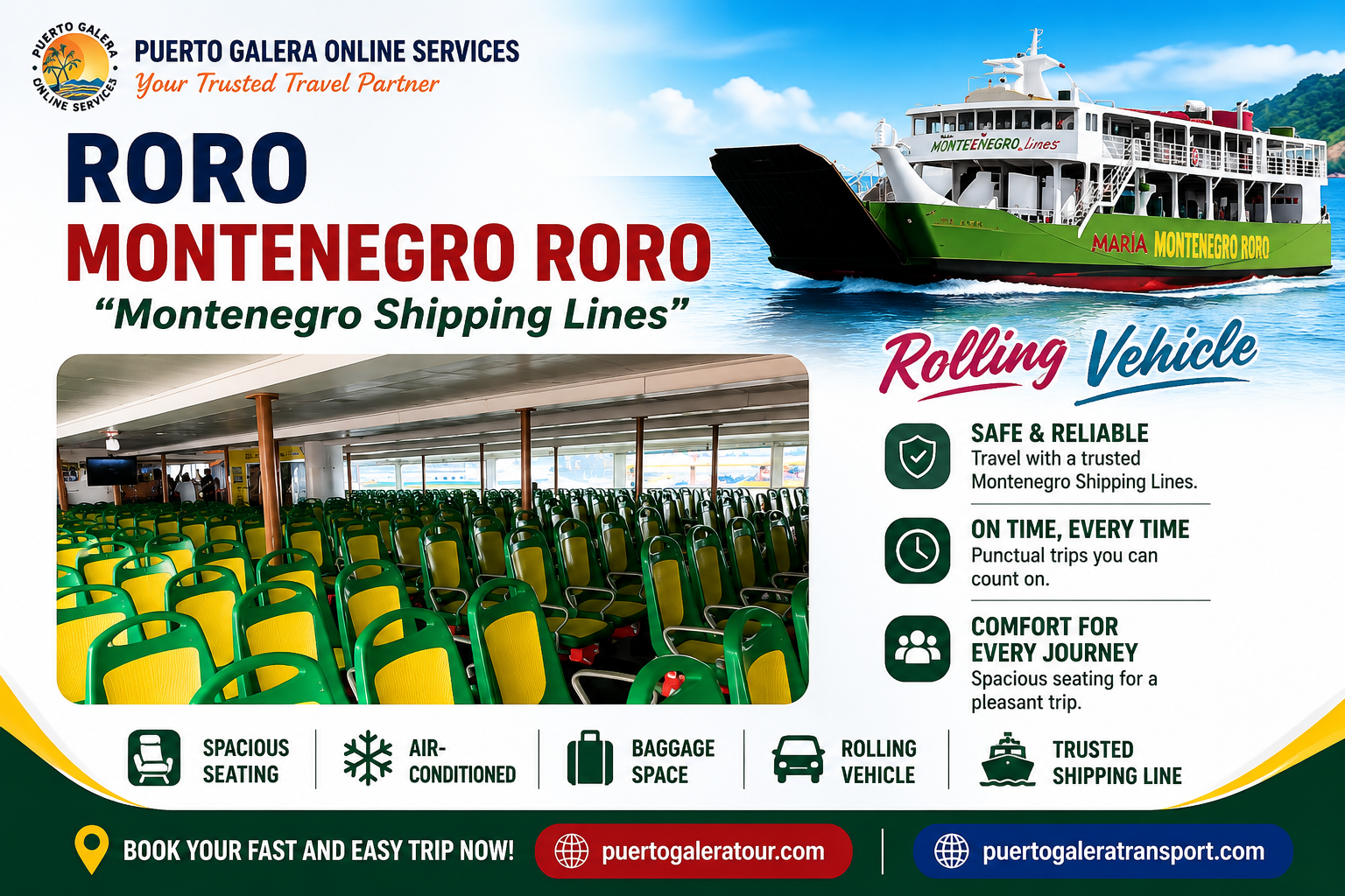 RoRo ferry transport and seating accommodation